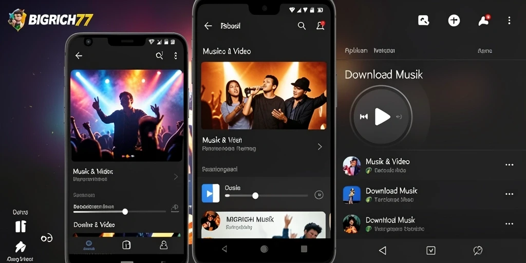 Antarmuka aplikasi BIGRICH77 yang intuitif dan menarik untuk Download Musik.