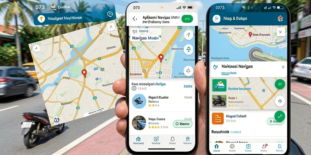 Tampilan antarmuka aplikasi D73 untuk navigasi motor yang mudah dan efektif.