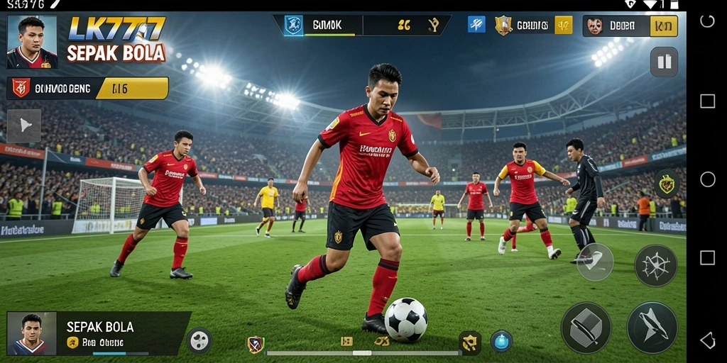 Screenshot LK777 menampilkan antarmuka permainan sepak bola yang menarik.